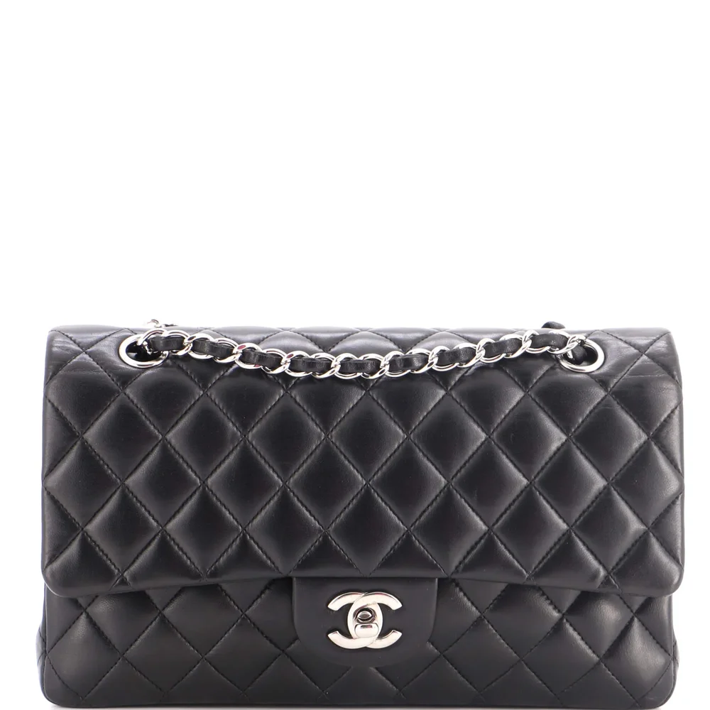 Pre-Owned Classic Double Flap Bag Quilted Lambskin Medium
