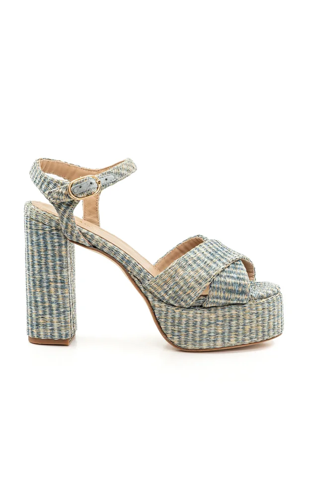 Exclusive Bella Raffia Platform Sandals