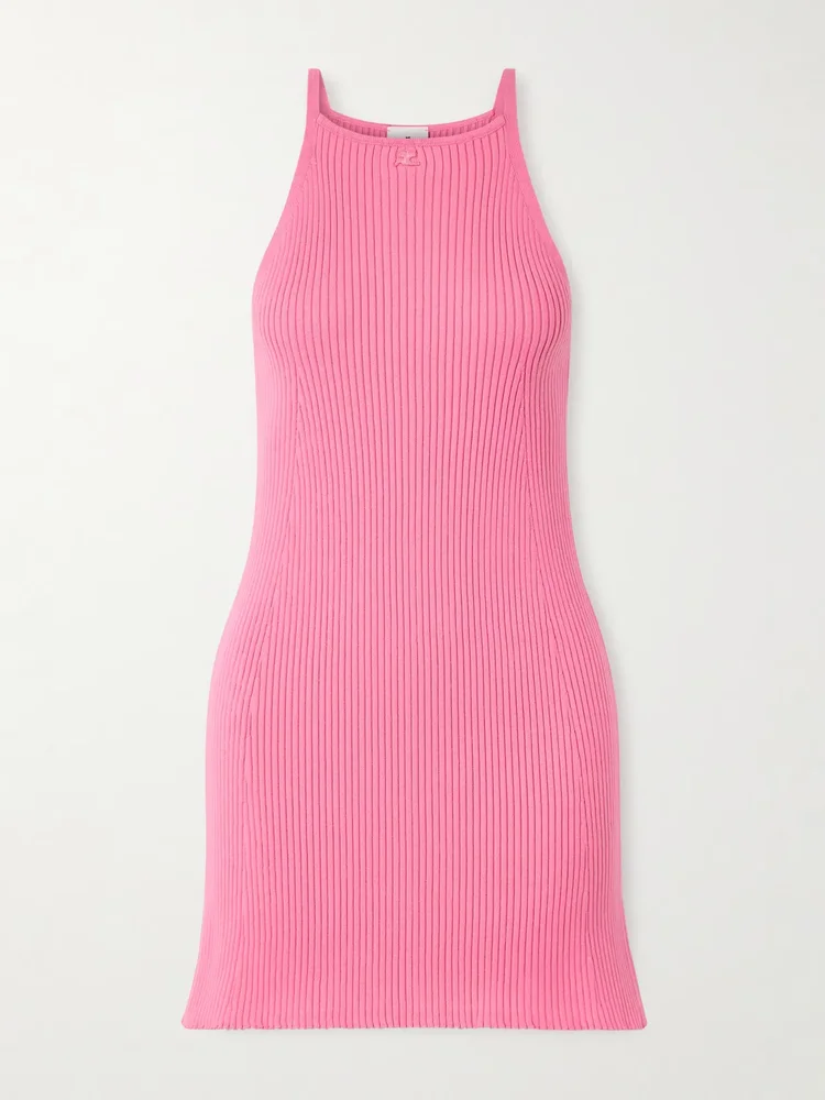 Ribbed-knit mini dress