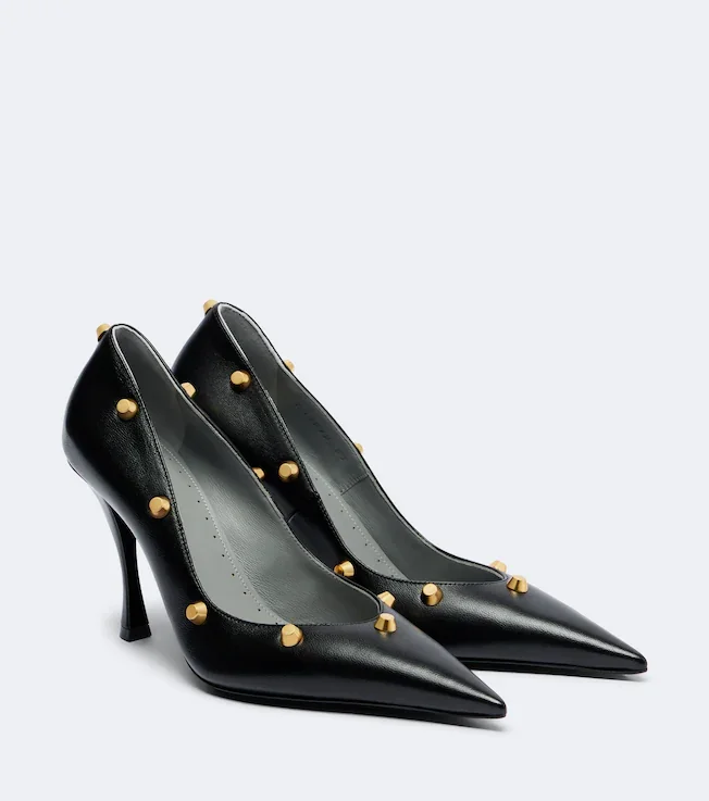 Midnight City studded leather pumps