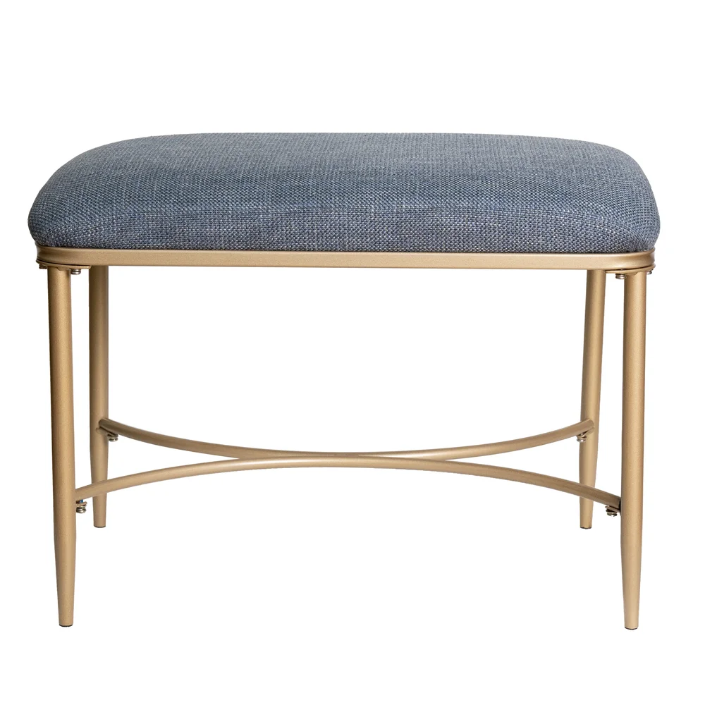 Azalea Park Backless Upholstered Vanity Stool with Gold Metal Frame