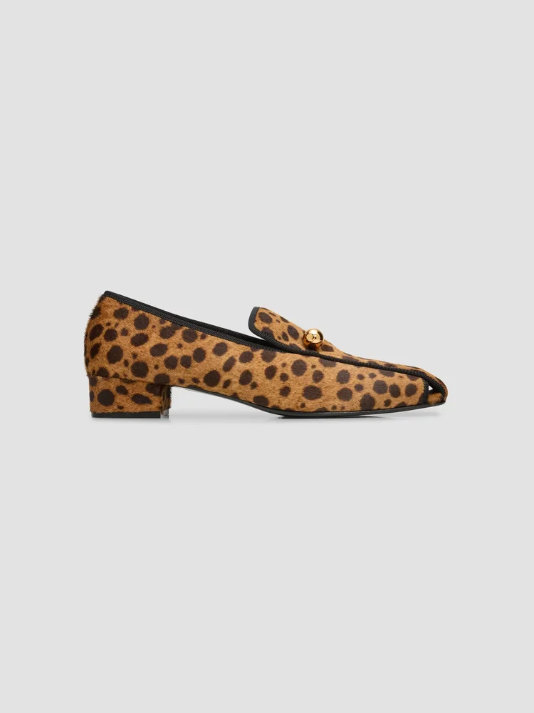 Showtime 30MM Leopard-Print Calf Hair Loafers