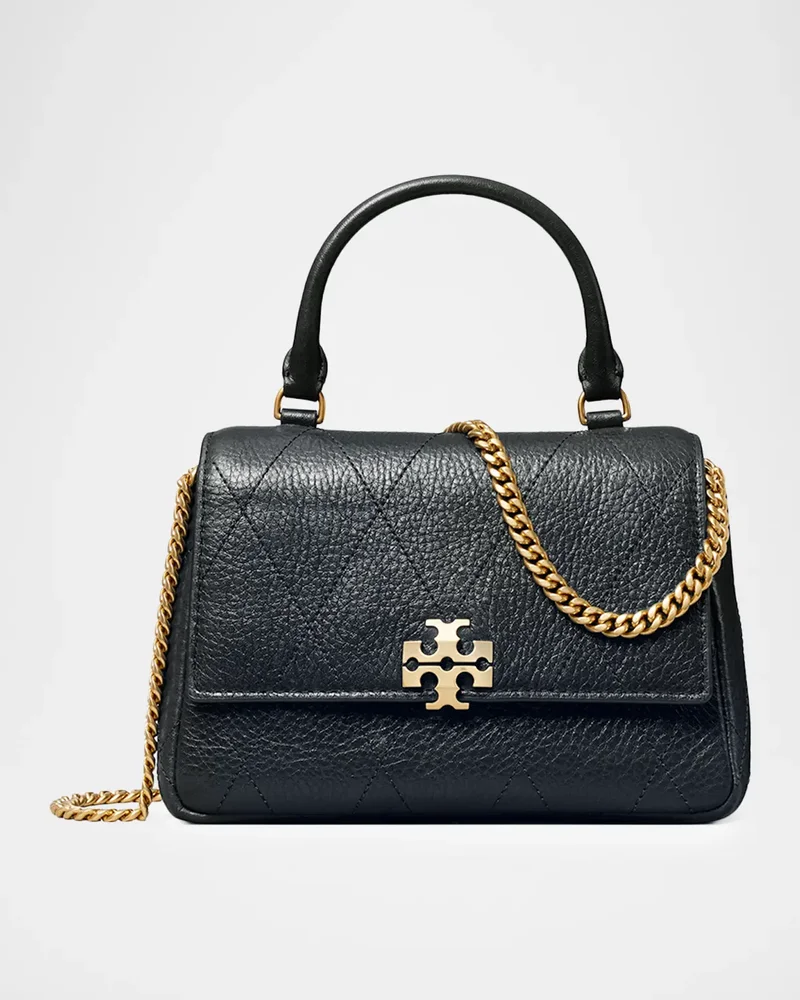 Charlie Mini Quilted Pebbled Leather Top-Handle Bag