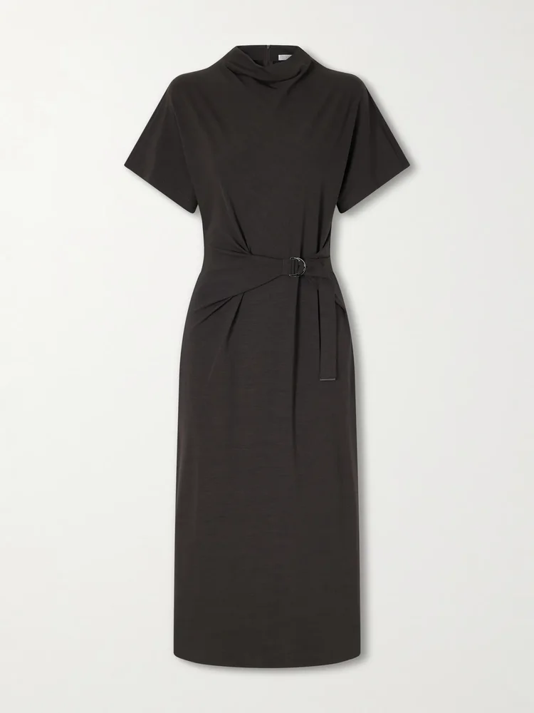 Wrapped jersey midi dress