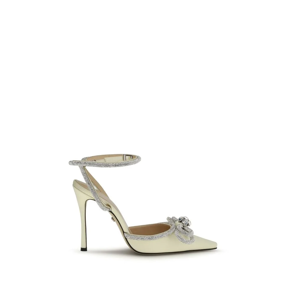 Crystal-Bow Silk Heel, Yellow