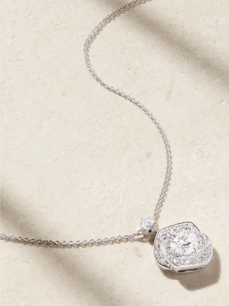 Frozen Kiss 18-karat white gold diamond necklace