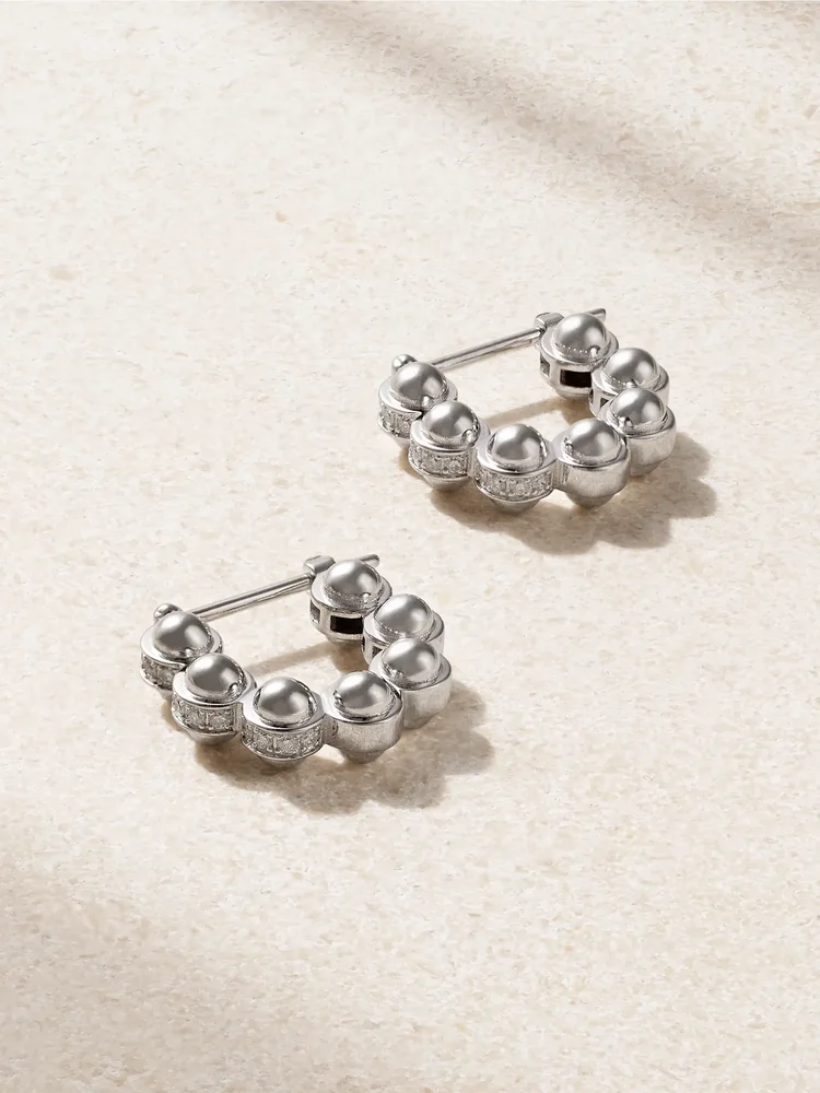 The Atom 18-karat white gold diamond hoop earrings