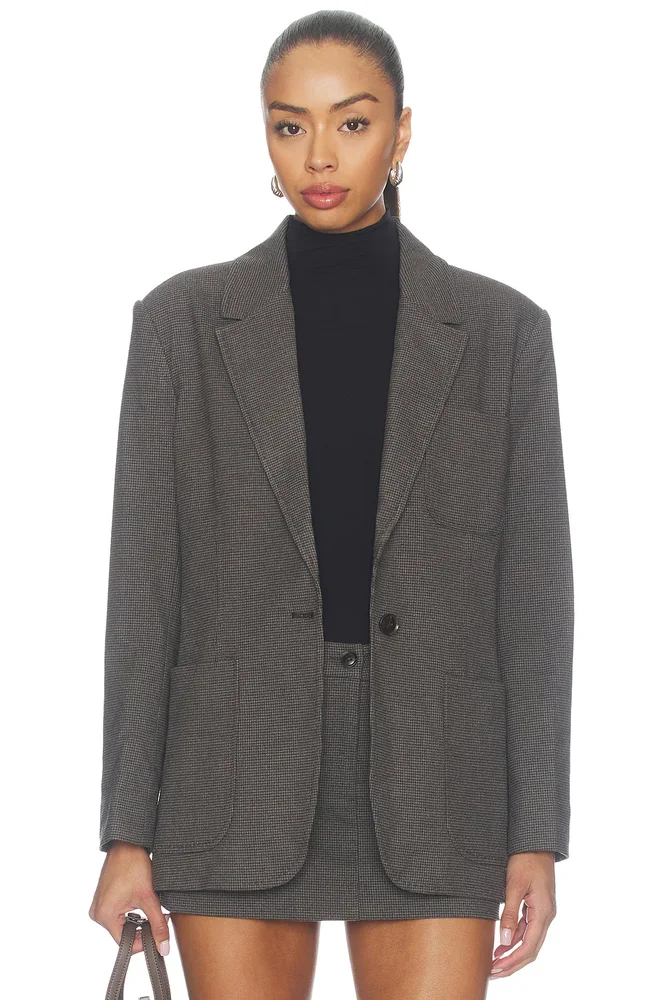The Oversized Blazer in Charcoal Mini Houndstooth