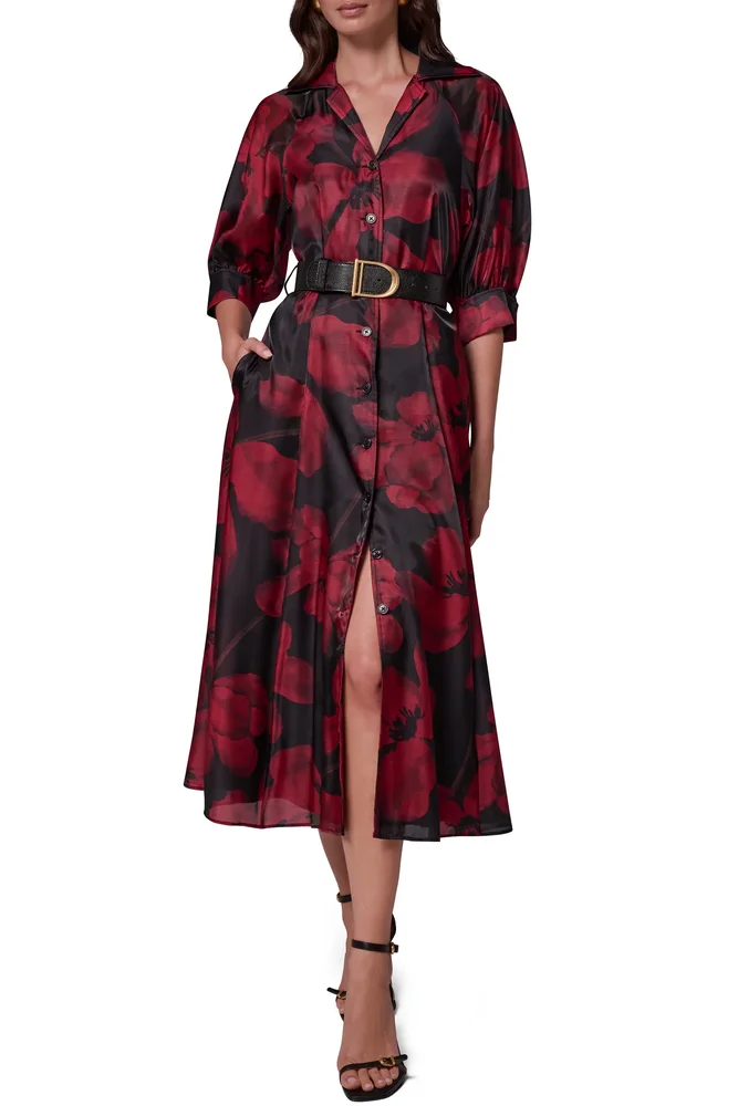 Floral Print Belted Shirtdress