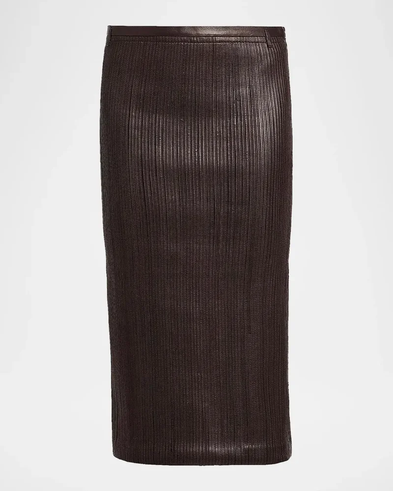 Leather Pencil Midi Skirt