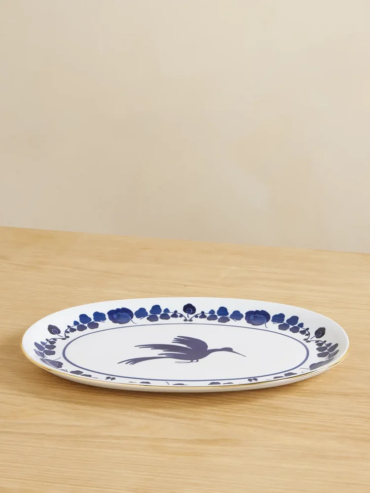 Gold-plated porcelain platter
