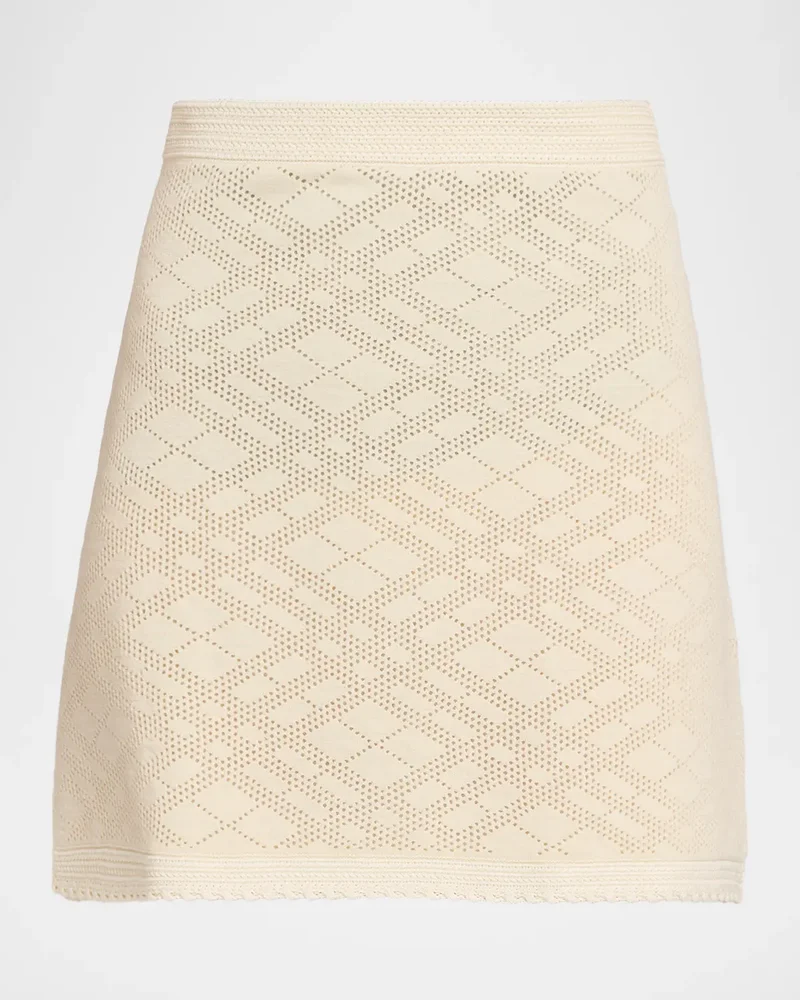 Check Pointelle Knit Mini Skirt