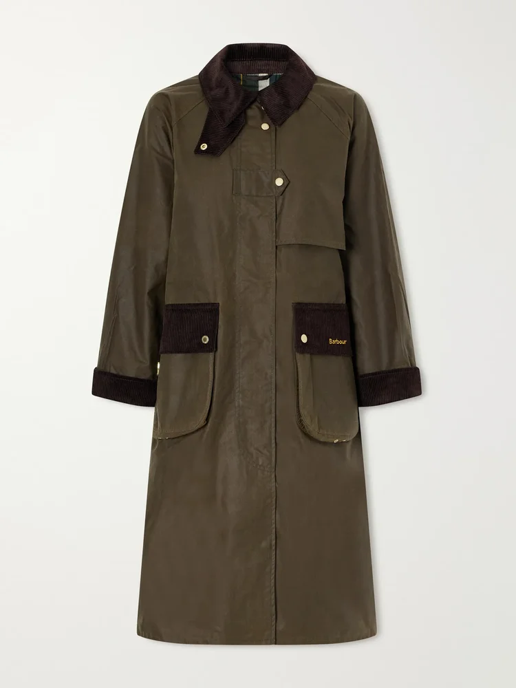 Kirklees corduroy-trimmed waxed cotton jacket