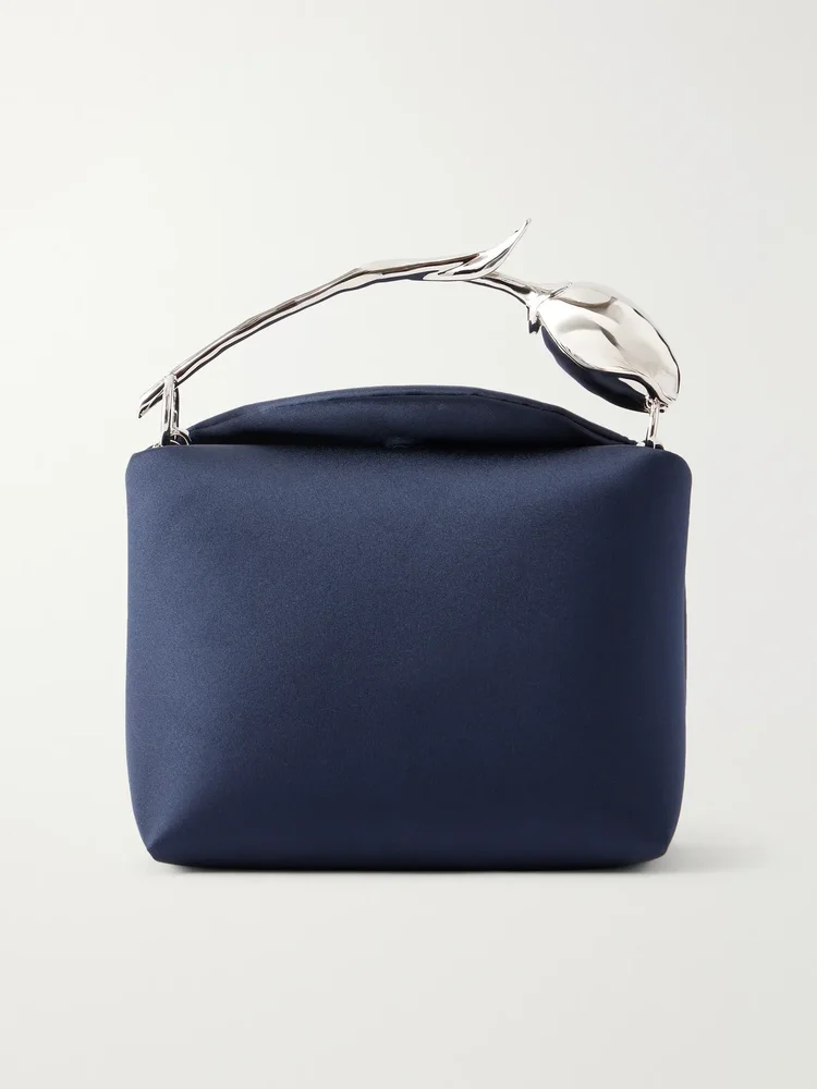 Mini Bloom satin top-handle bag