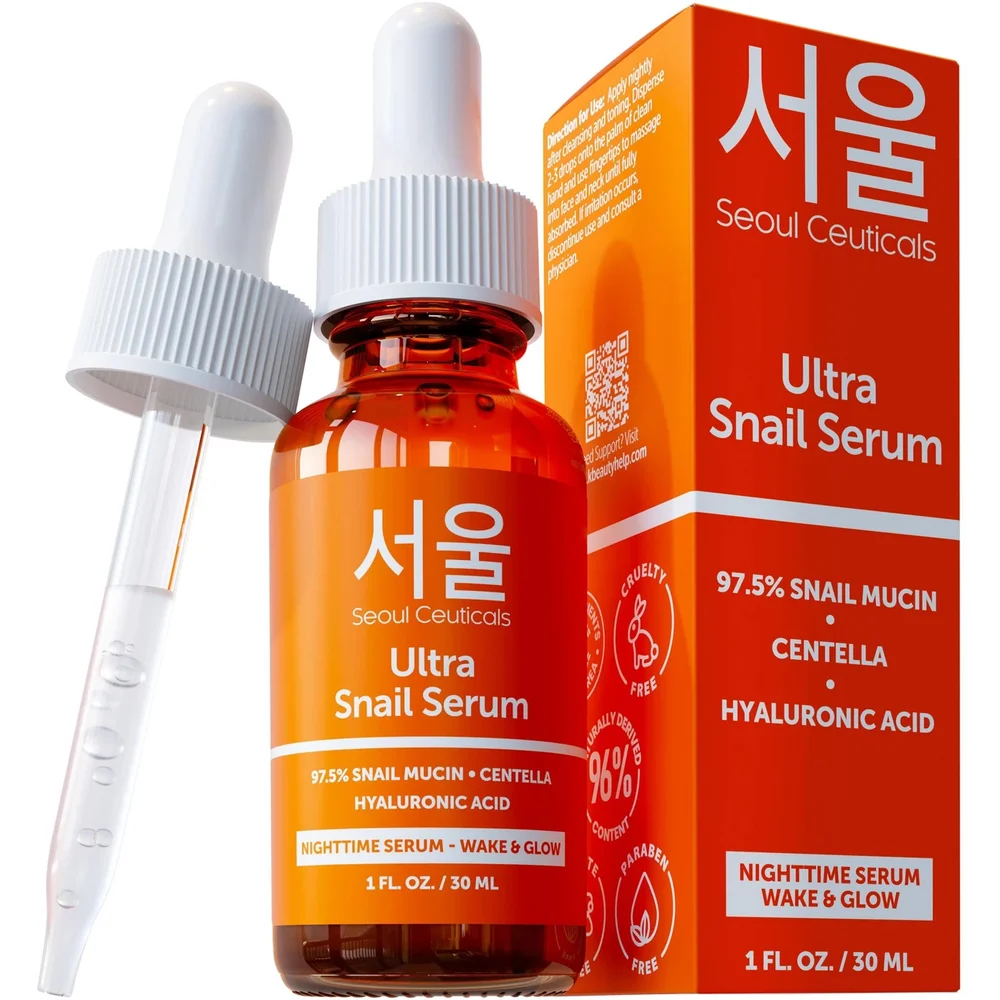 Korean Skin Care Snail Mucin Serum - Korean Beauty Skincare Night