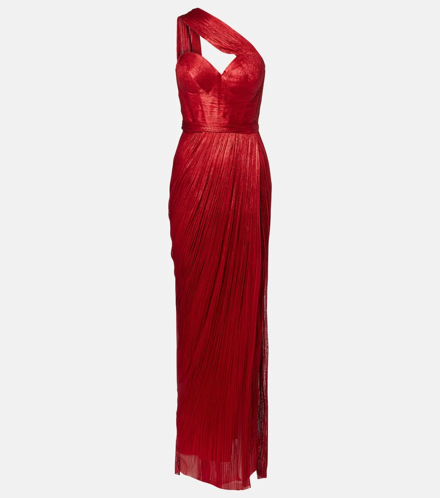 Claudine scarf-detail silk mousseline gown