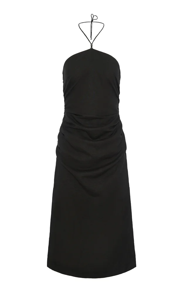 Air Linen Ruched Halter Dress