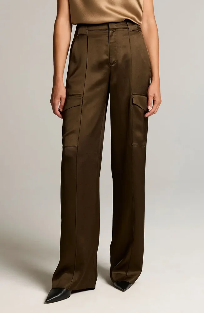 High Waist Satin Utility Pants