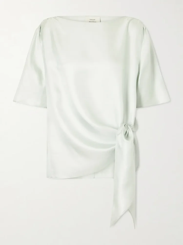 Mano knotted silk-twill blouse