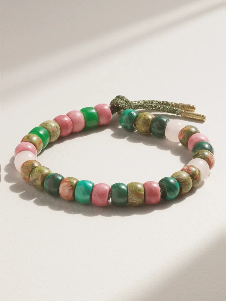 FORTE Beads Comporta 18-karat gold and Lurex multi-stone bracelet