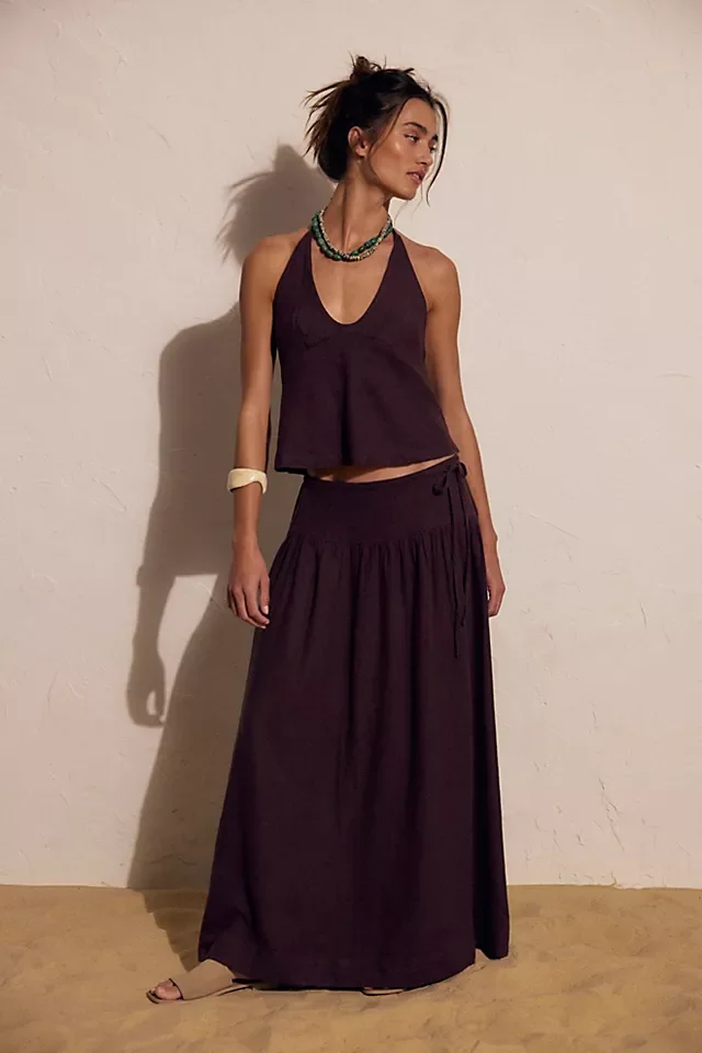 Free People Sandshell Linen Skirt Set