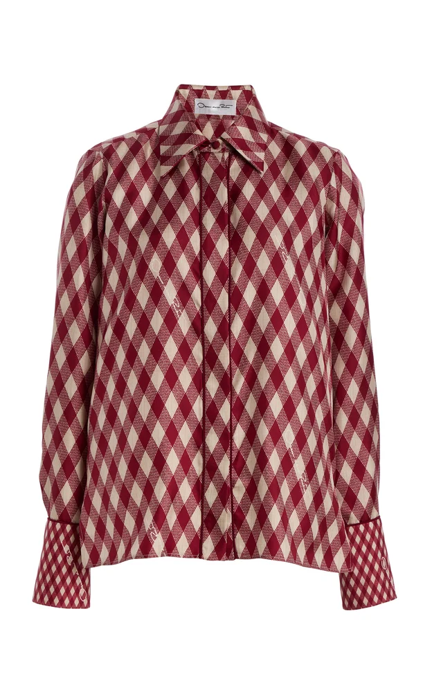 Argyle Silk-Twill Blouse