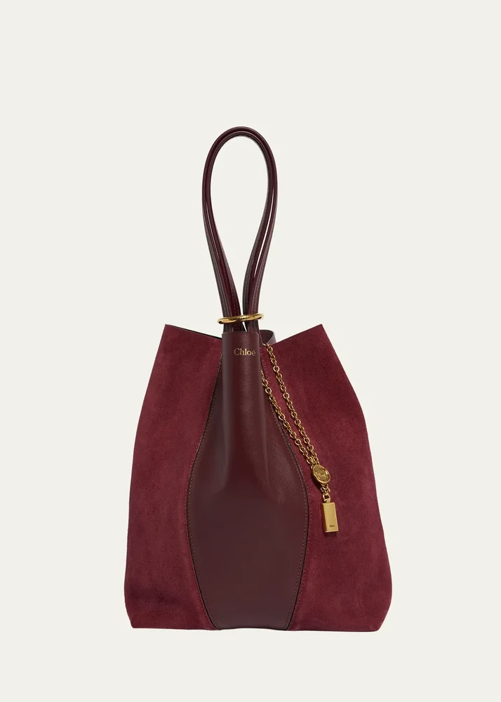 Spin Medium Leather & Suede Tote Bag
