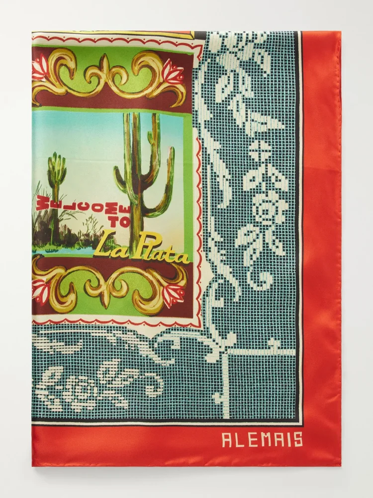 Ace printed silk-twill scarf
