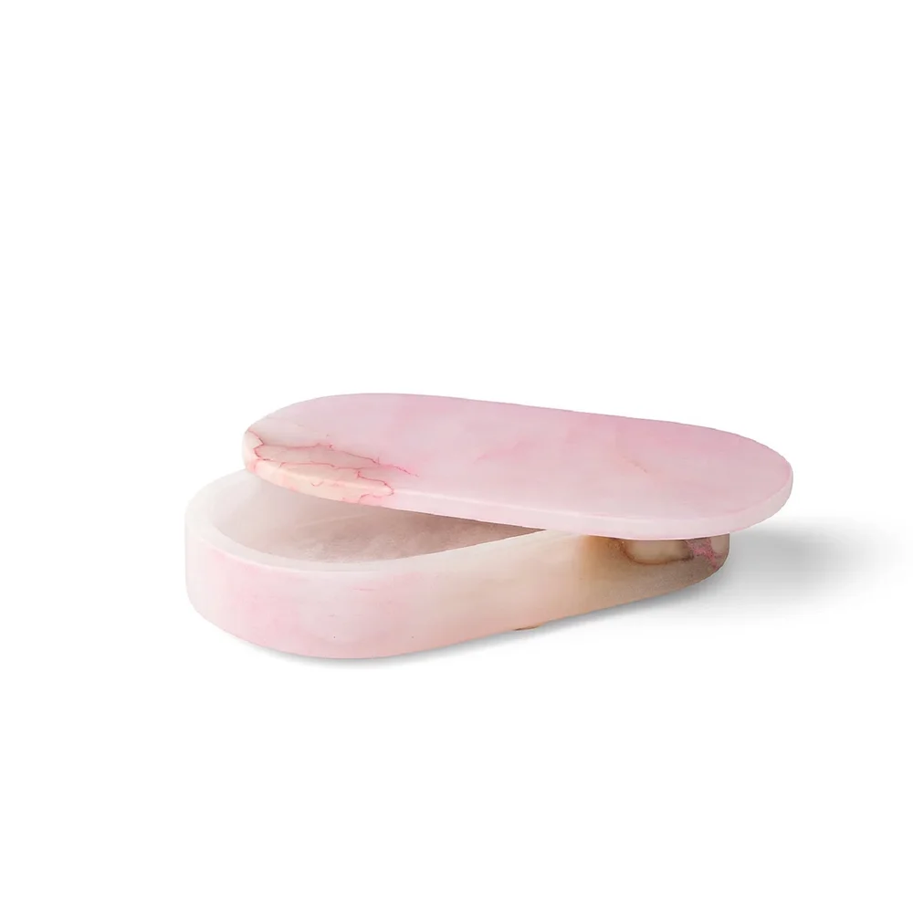 Pink Alabaster Oval Display Box Lg