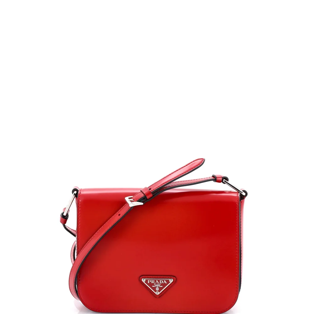 prada Full Flap Shoulder Bag Spazzolato Leather Small