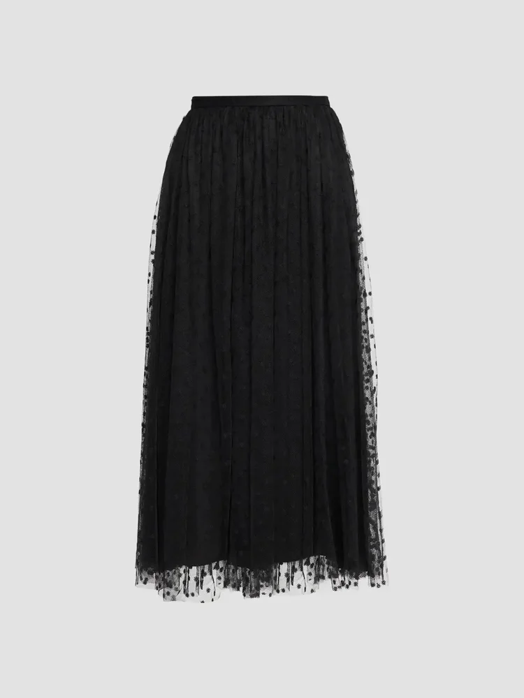 Tulle Texture Midi Skirt