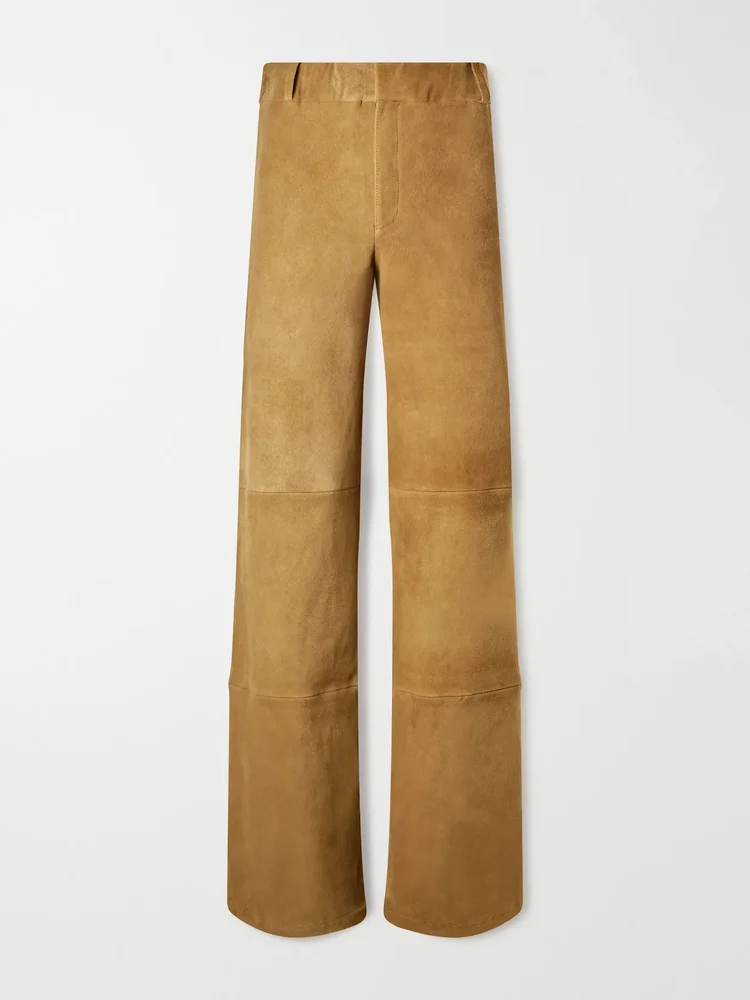 Marina paneled stretch suede wide-leg pants
