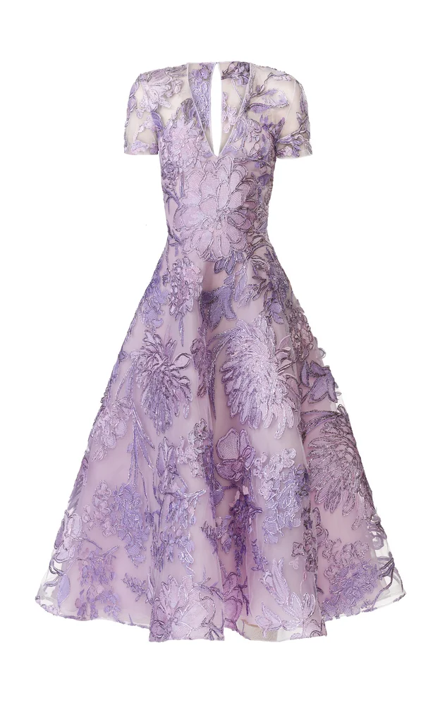 Floral Metallic Raffia Midi Dress