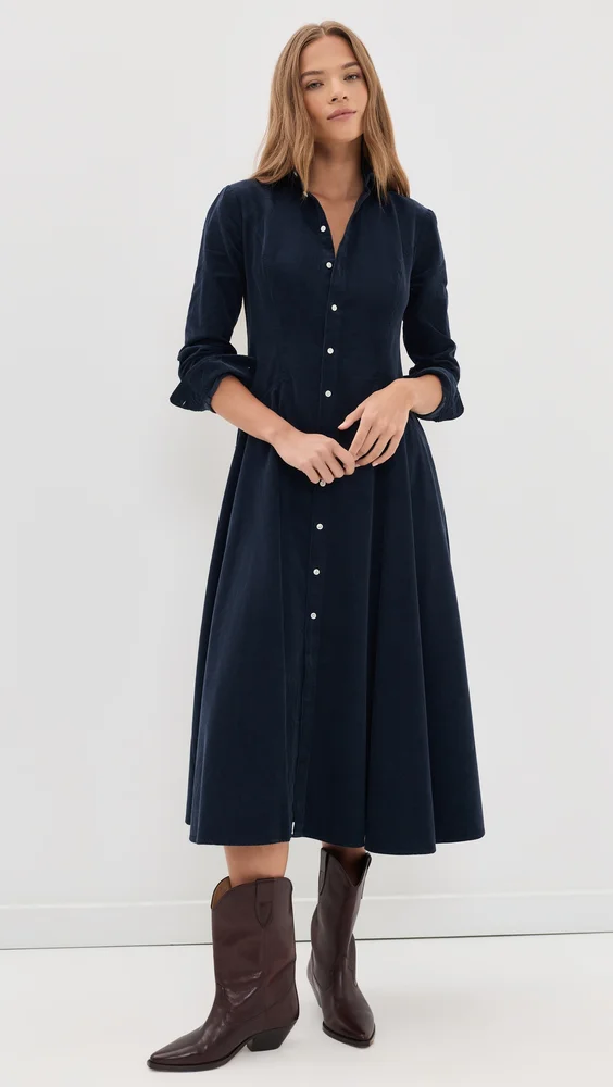 Corduroy Collared Dress