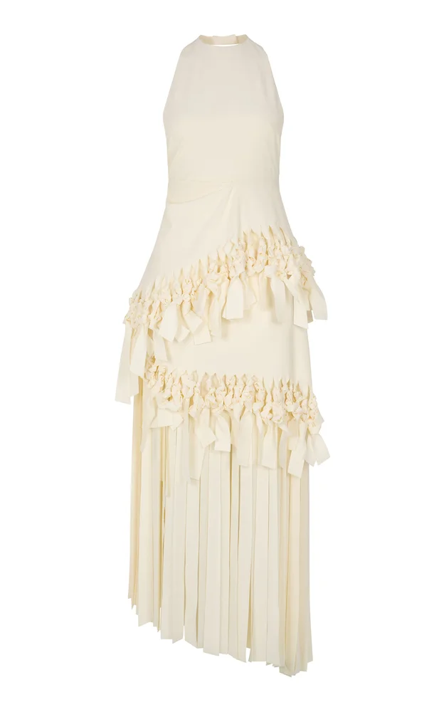 Halter Neck Stretch Crepe Mini Dress