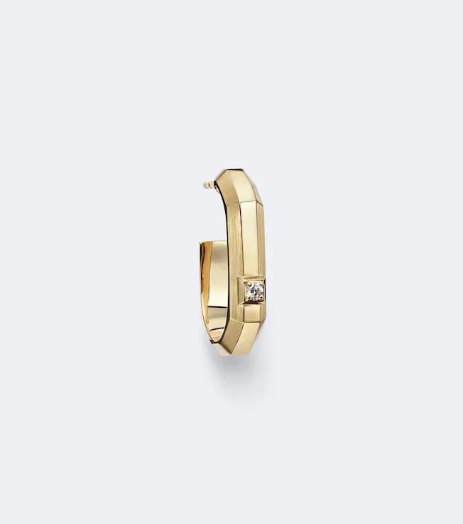 Moderniste Small 18kt gold single hoop earring with diamond