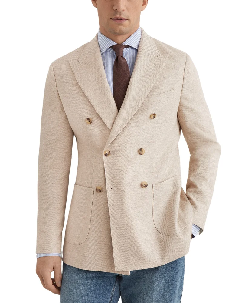 Manci Double Breasted Herringbone Blazer