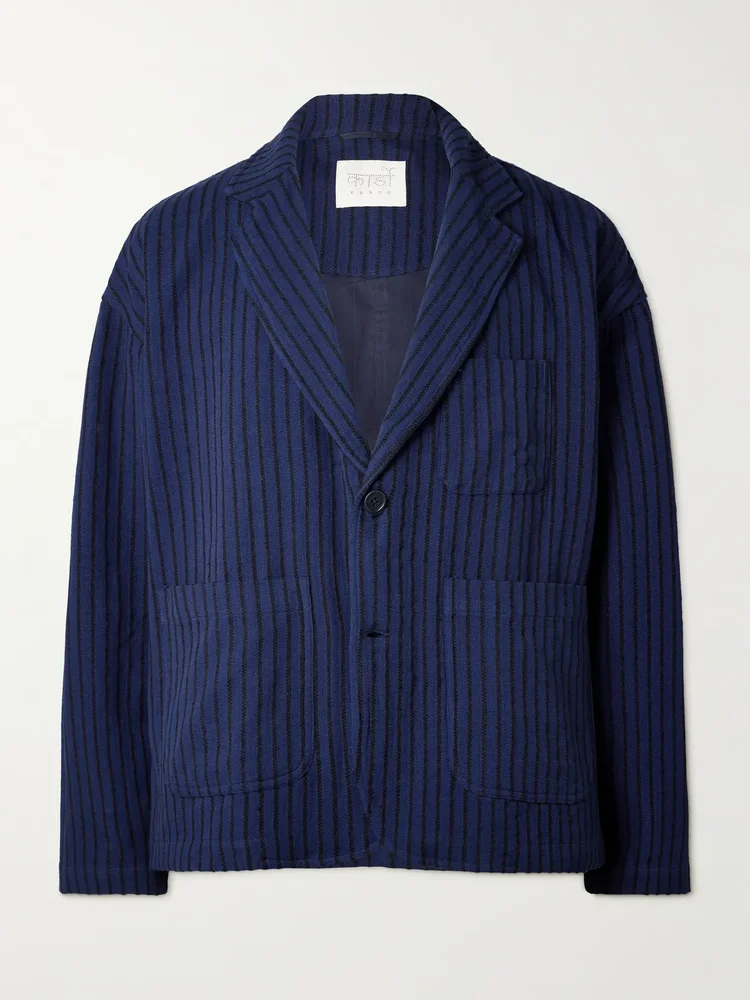Hugh 2.0 Unstructured Striped Cotton Suit Jacket