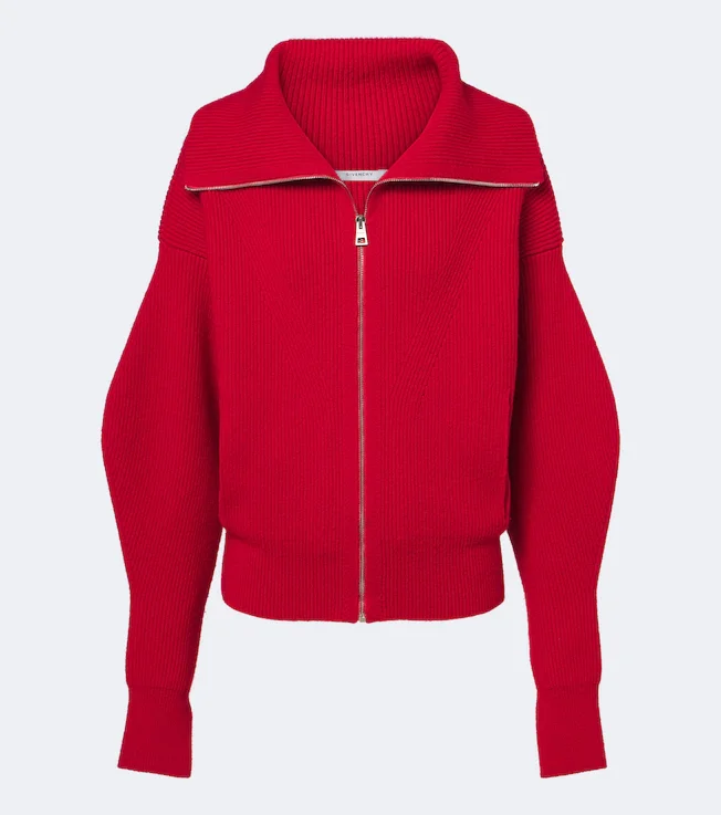 Wool zip-up cardigan
