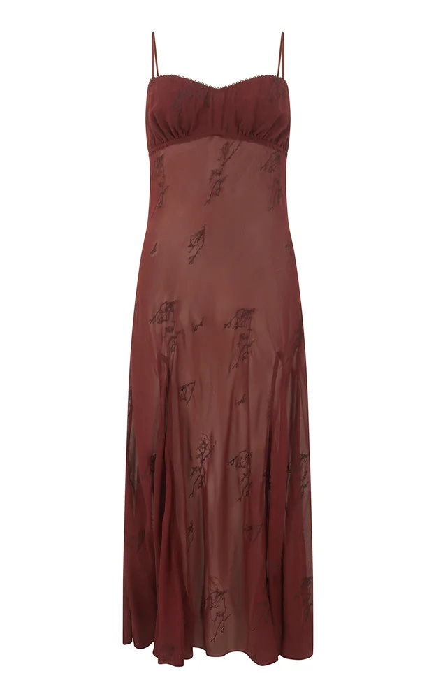 Boudoir Embroidered Silk Slip Dress
