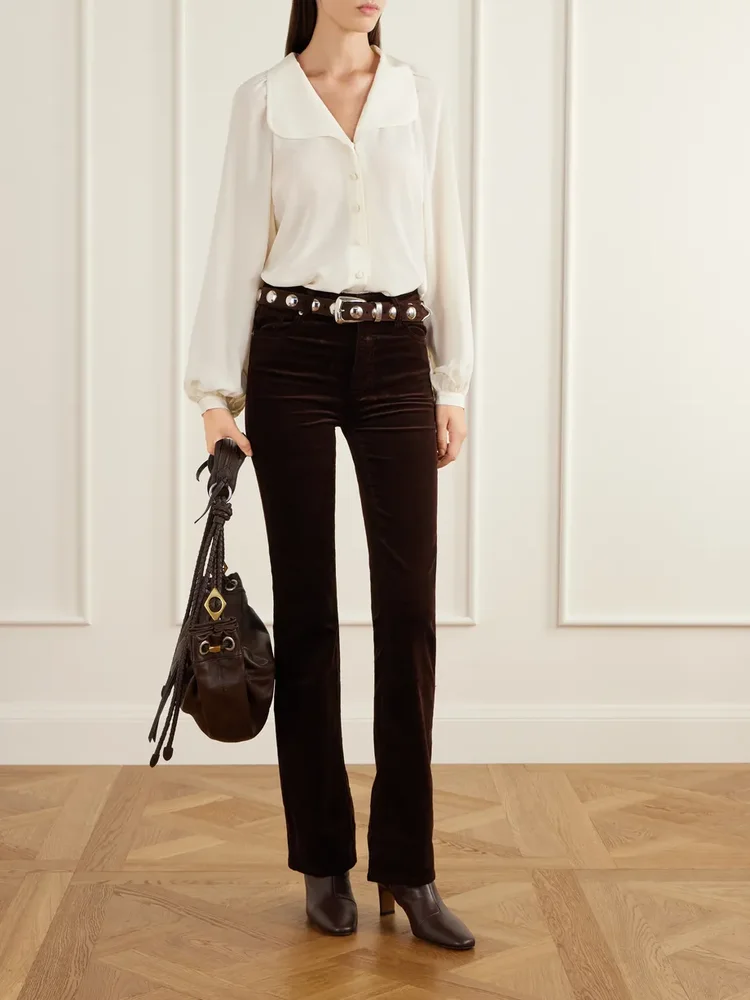 The Corduroy Reboot cotton-blend high-rise wide-leg pants