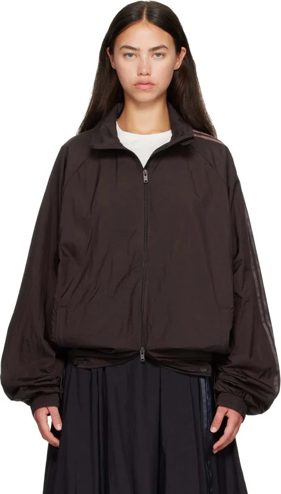 Burgundy Gradient 3-Stripes Nylon Track Jacket