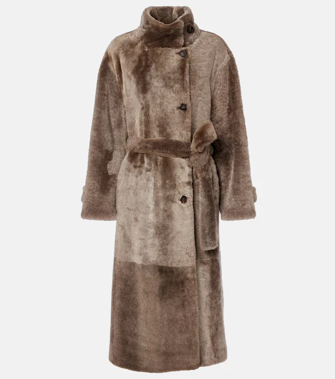 Shearling wrap coat