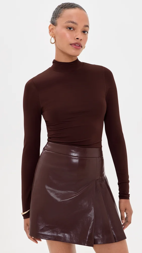 Chara Faux Leather Pleated Mini Dress