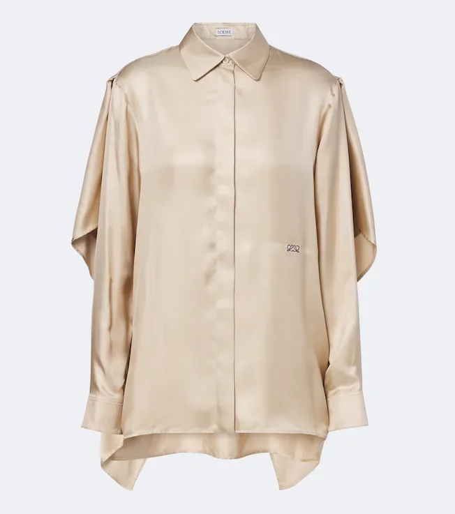 Caped silk twill shirt
