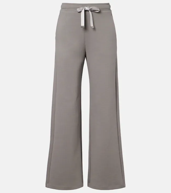 Cotton-blend wide-leg sweatpants