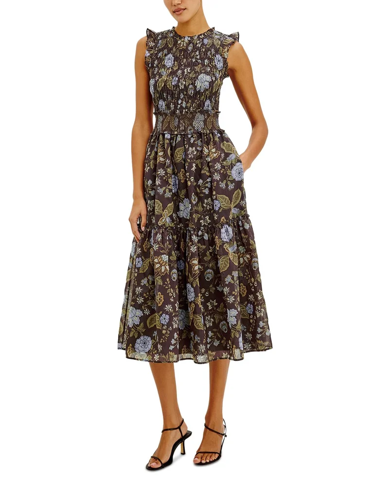 Vivier Ruffle Smocked Midi Dress