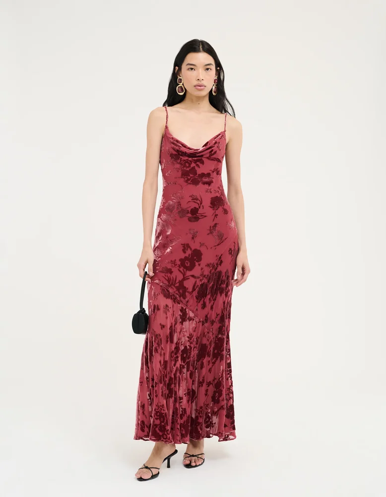 Santeria Maxi Dress, Crimson Devore
