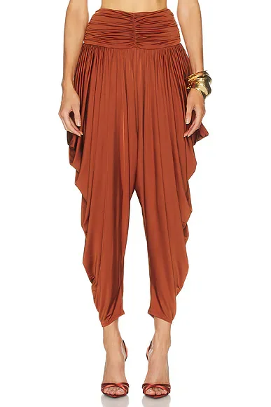Pleated Fluid Jersey Shiny Pant