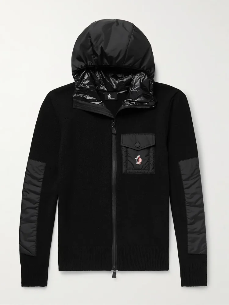 Shell-Panelled Wool-Blend Hooded Ski Jacket